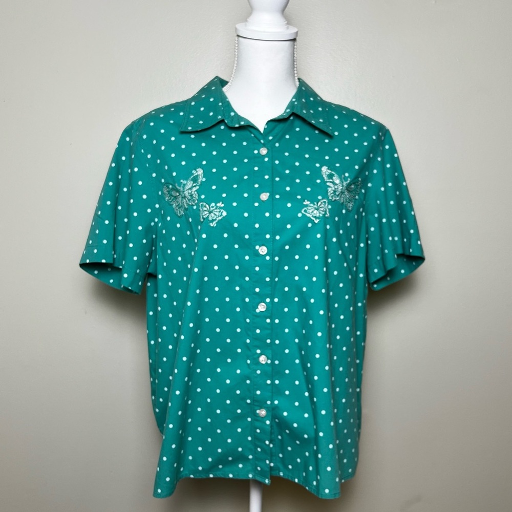 🦋 Vintage Blair Polka Dot Shirt w/ Butterfly Embroidery 🦋